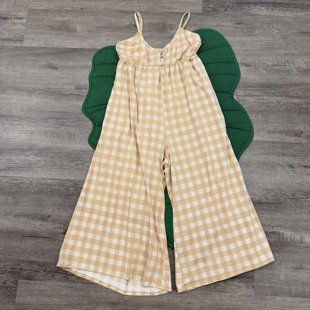 Kiele Hawaii Womens XS Kirra Jumpsuit Tan Palaka Plaid